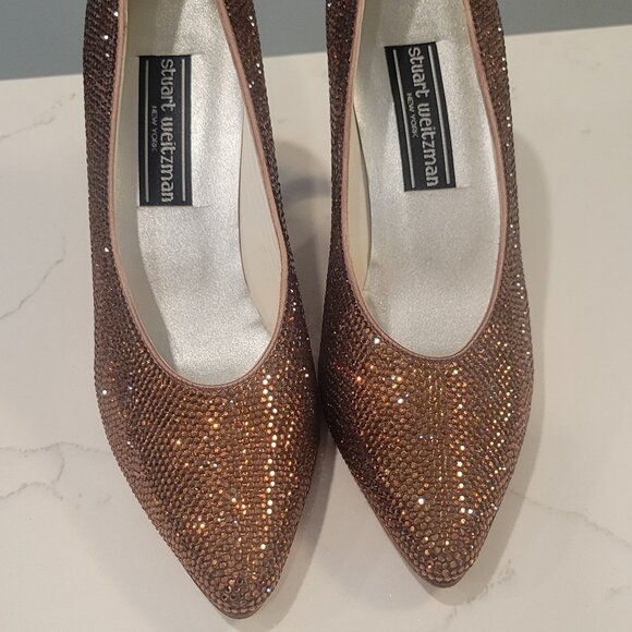 Stuart Weitzman Gold Glitter Heels - Picture 2 of 4